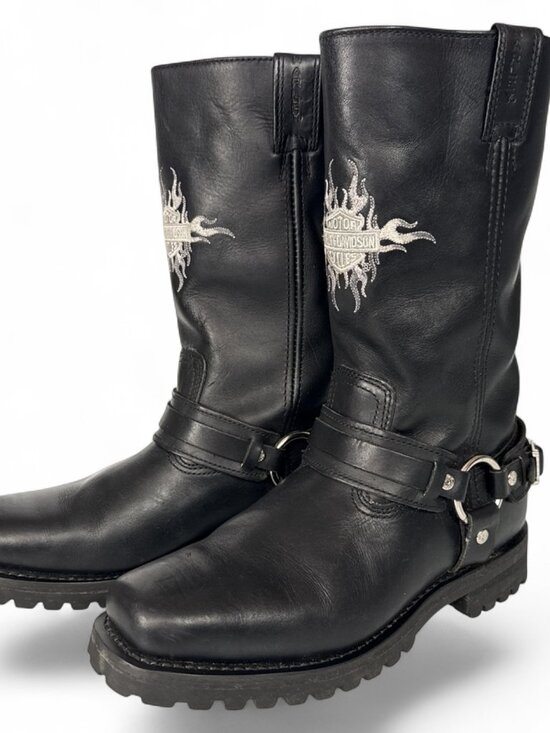 Harley-Davidson Bar Sentry Flame Harness Boot Men\'s 9 Black Leather
